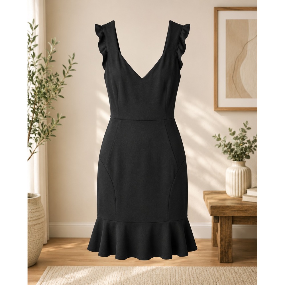 Simply Vera Vera Wang Little Black Dress Ruffle Strap Peplum Dress XL NWT
